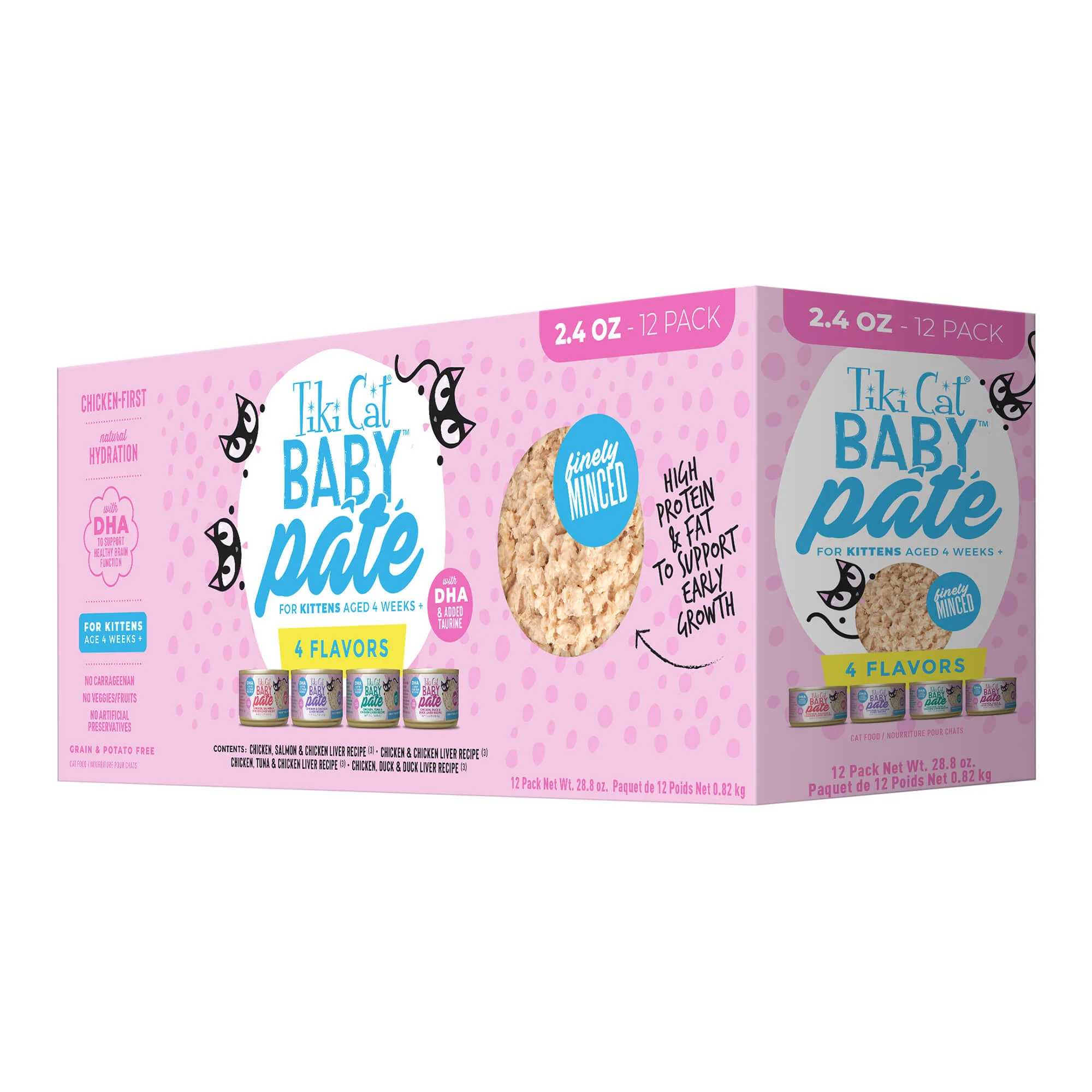 Tiki Cat Baby, Wet Kitten Food, Pate, Variety Pack, 2.4 oz Cans, 12 ct - Pet's Shop