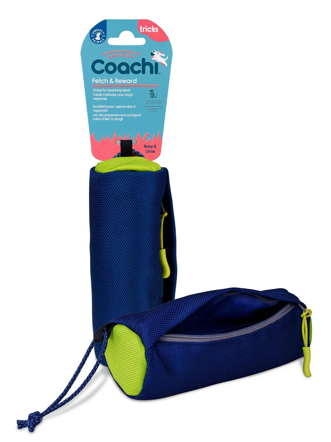 Coachi Fetch & Reward Training Toy, Navy & Lime - Pet's Shop