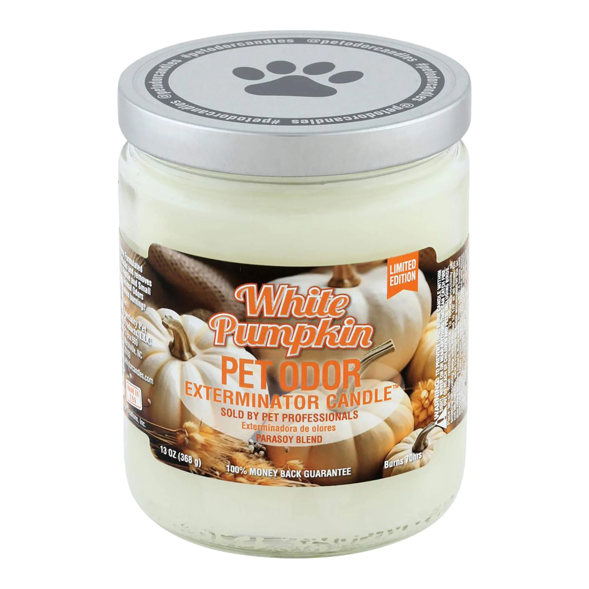 Pet Odor Exterminator Candle, White?Pumpkin, 13 oz - Pet's Shop