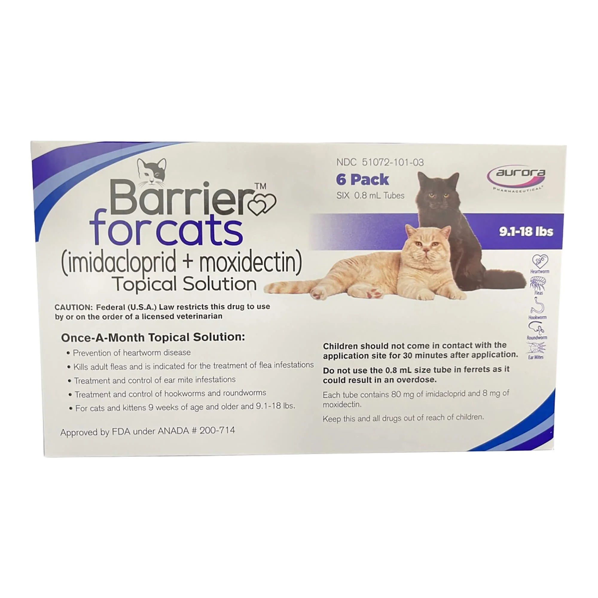 Barrier (imidacloprid + moxidectin) Once-a-month Topical Solution for Cats - Pet's Shop