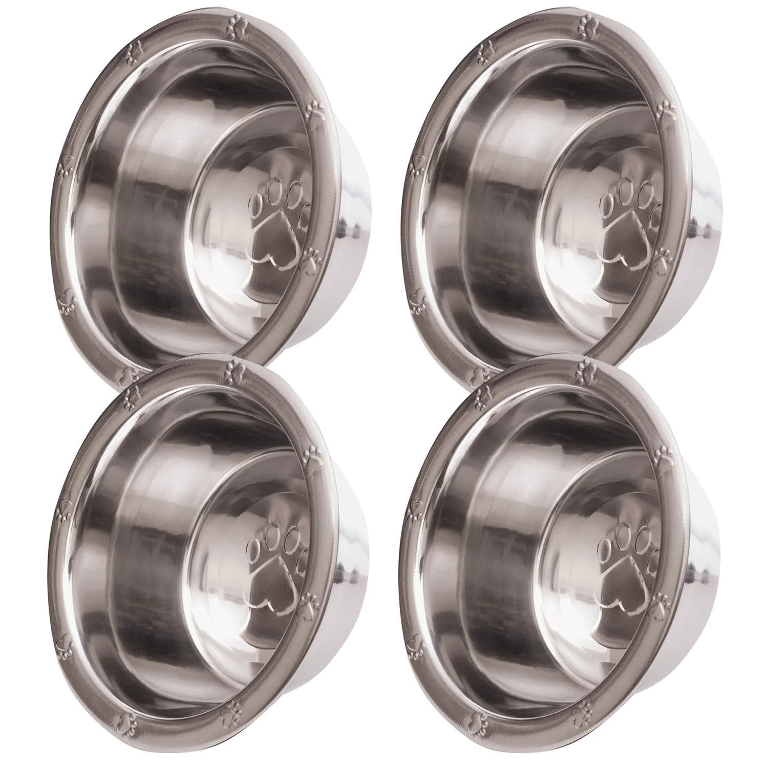 Stainless Steel Embossed Wide-Lip Food & Water Pet Bowls - Pet's Shop