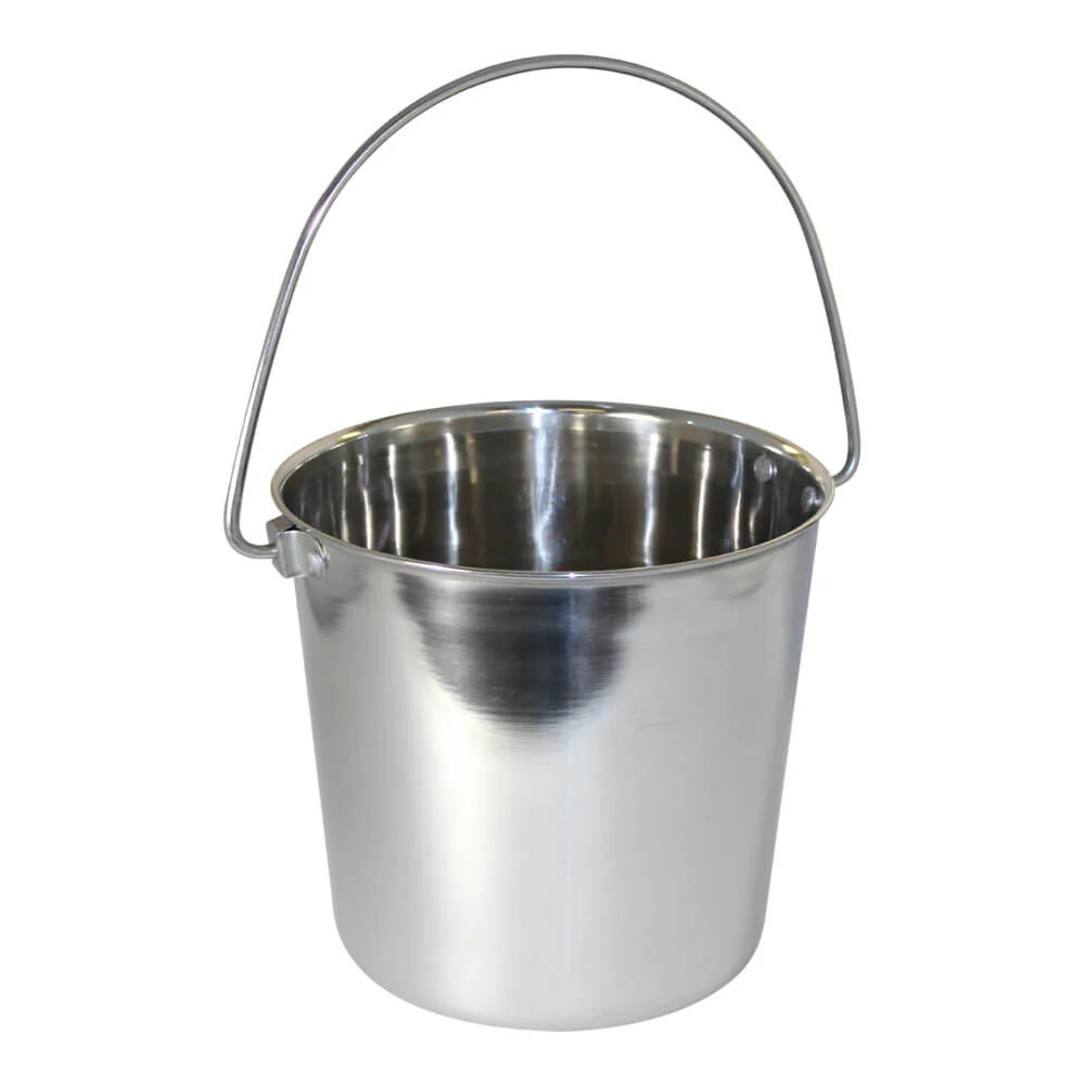 Stainless Steel Pail, Round with Rivets - Pet's Shop