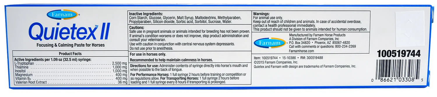 Quietex II Focusing & Calming Supplement for Horses - Pet's Shop
