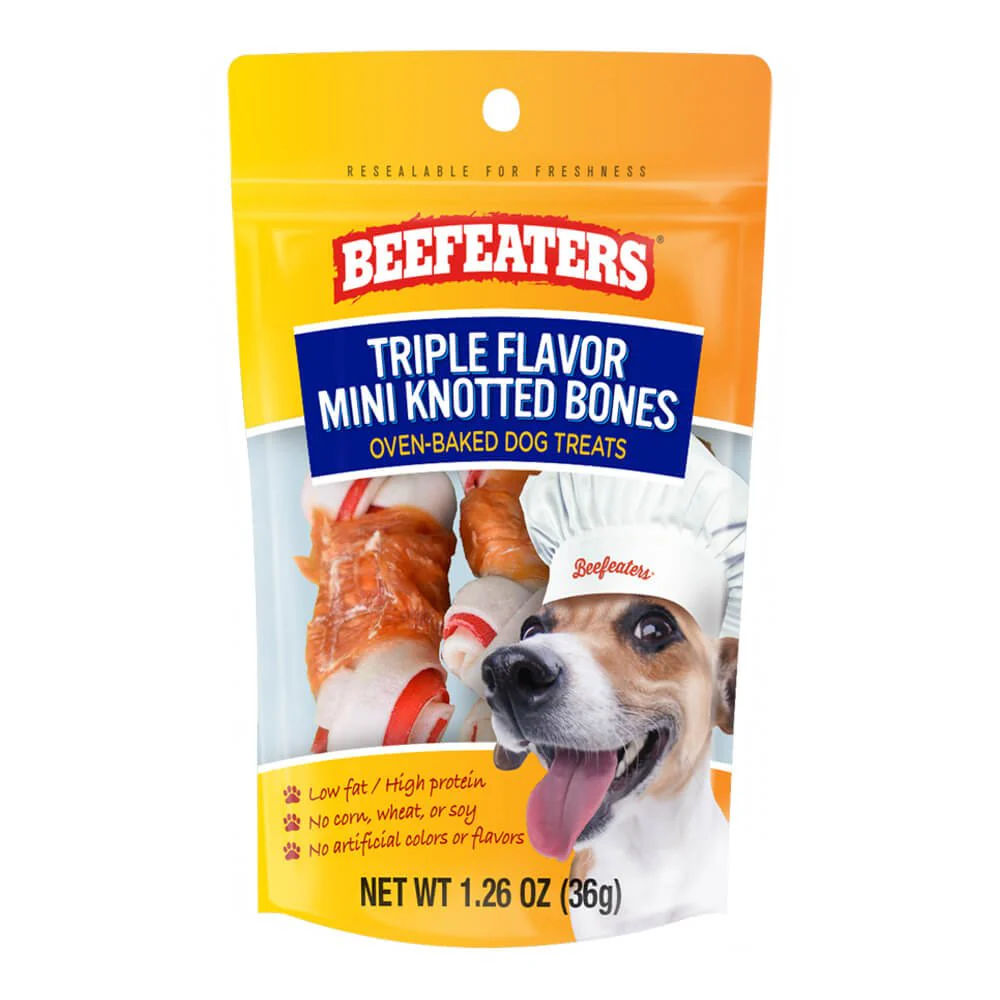 Beefeaters Triple Flavor Mini Knot Bones, 1.26 oz, Case of 12 - Pet's Shop