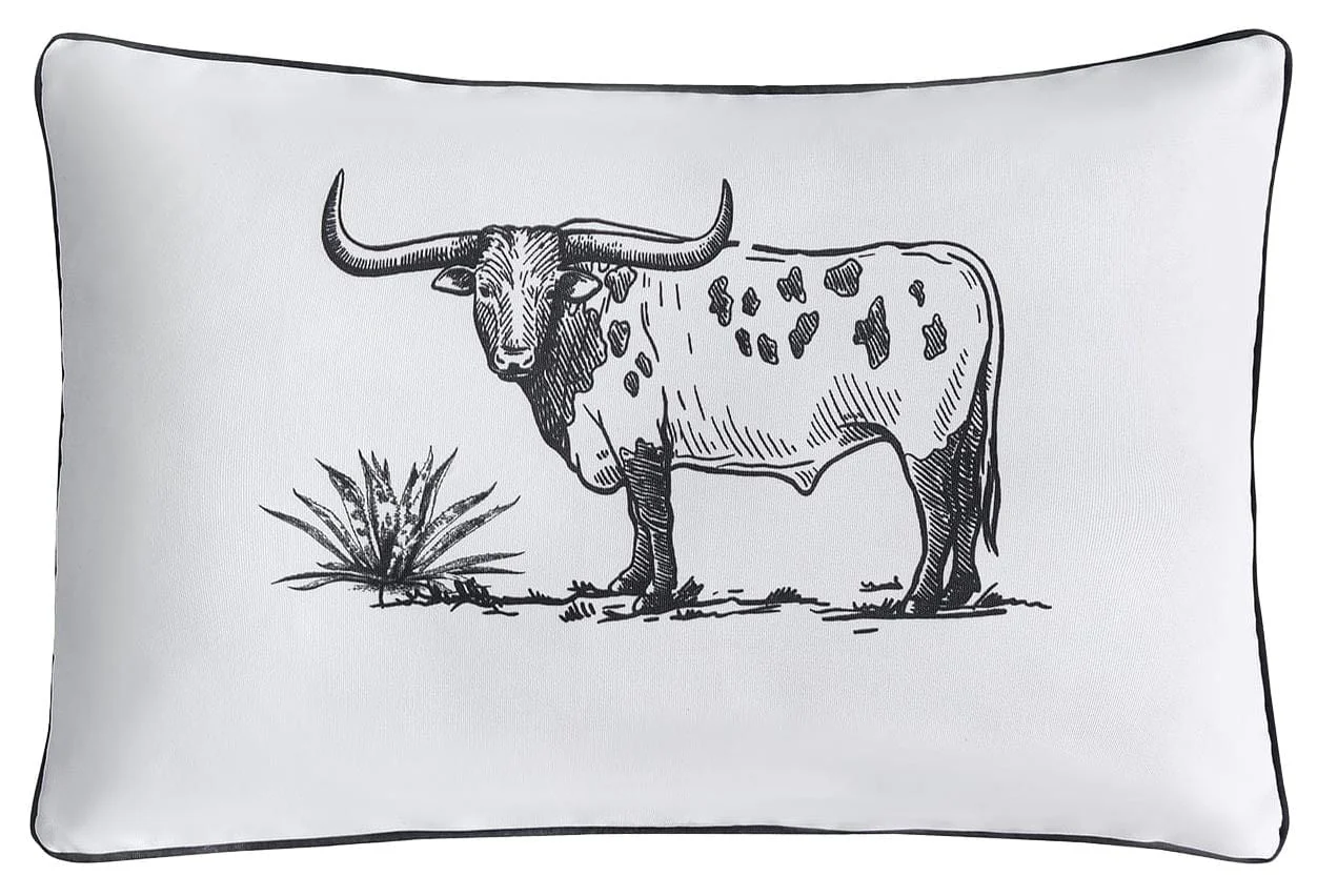 Ranch Life Indoor/Outdoor Pillow, Steer - Pet's Shop