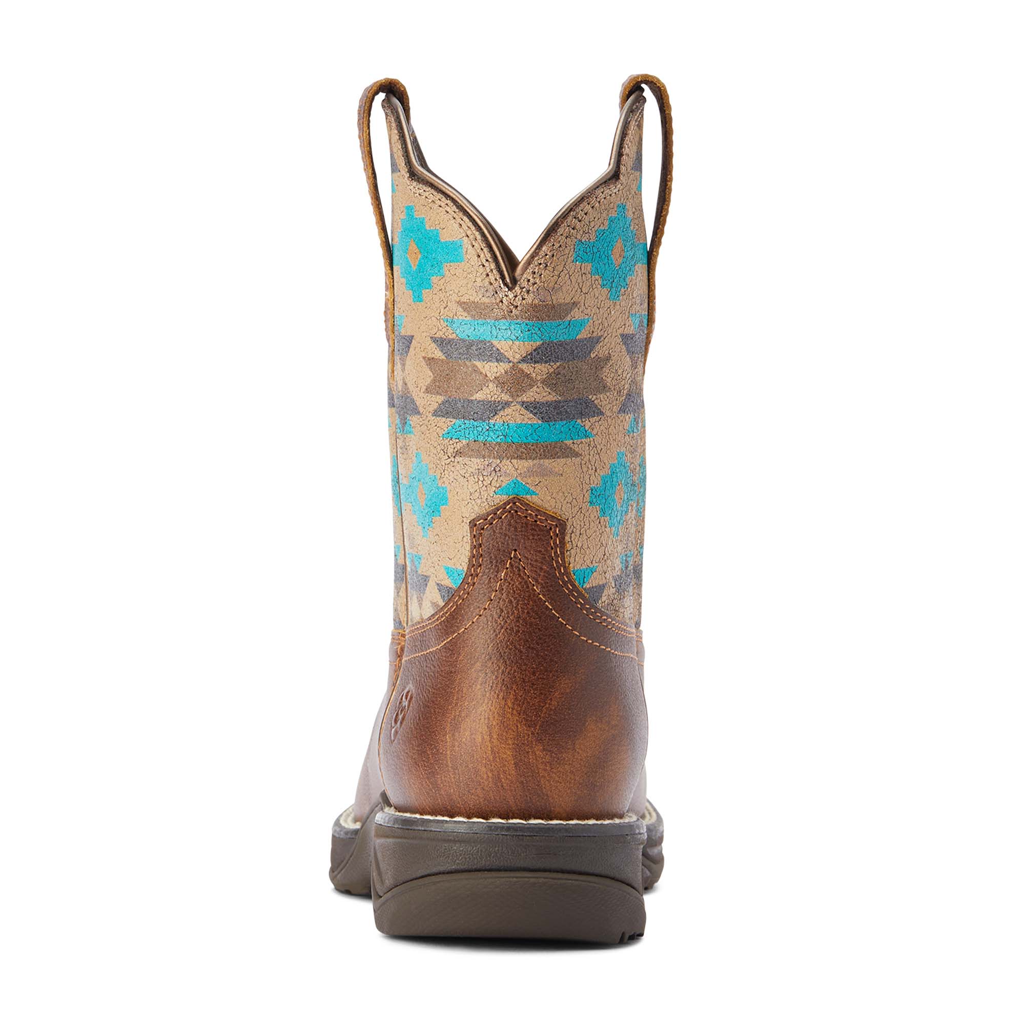 Ariat Women's Anthem Shortie Savannah Boot, Taupe and Turquoise Aztec - Pet's Shop