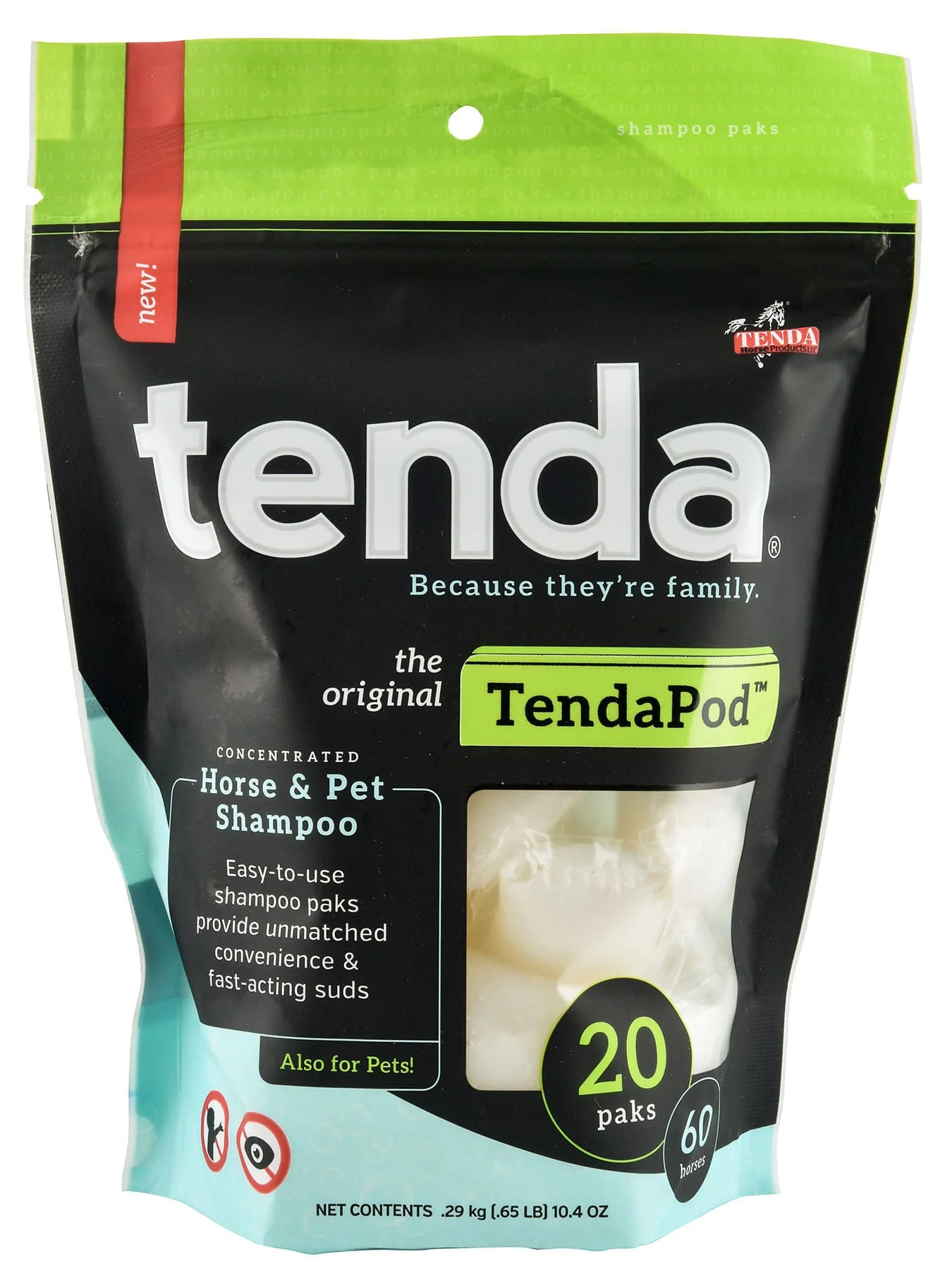 TendaPod Concentrated Horse & Pet Shampoo Paks, 20 Ct. - Pet's Shop