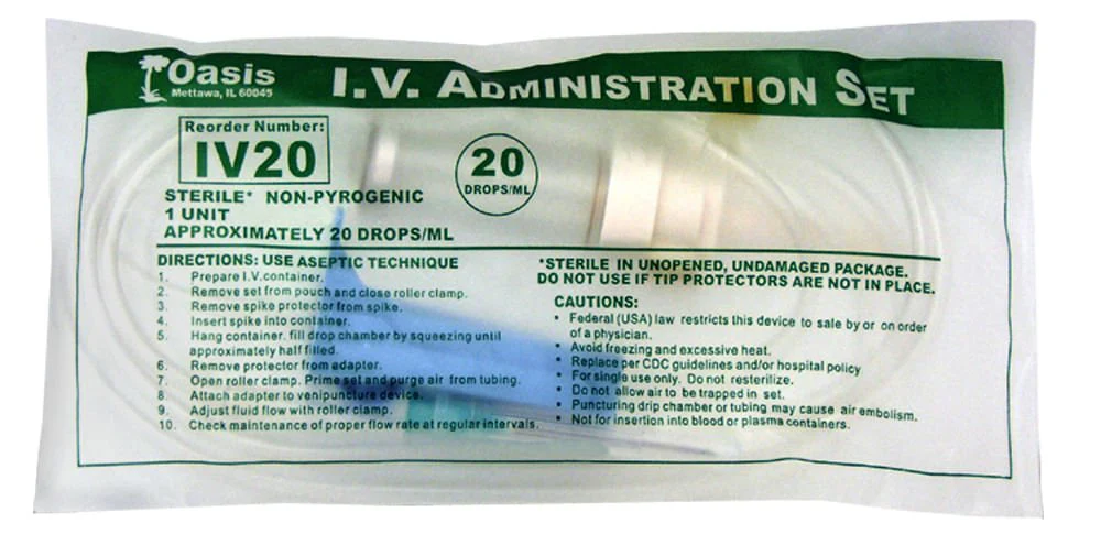 Rx Dripvet IV Set, 20 drop (72 inch) Not Vented-with Needle-1 Port - Pet's Shop