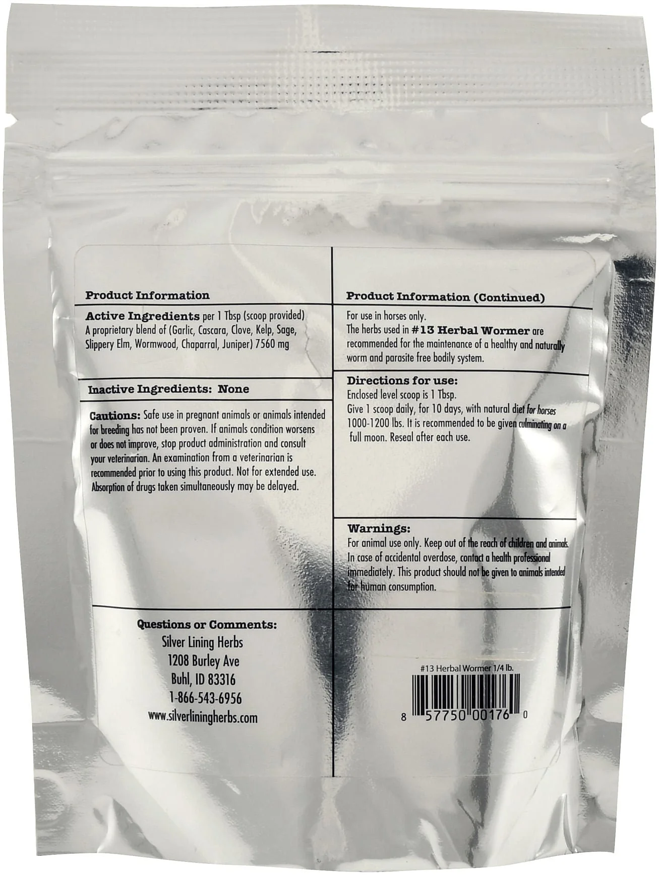 Silver Lining Herbs Herbal Wormer for Horses - Pet's Shop