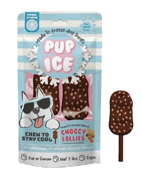 Pup Ice Choccy Lollies, Peanut Butter & Chocolate, 2pk - Pet's Shop