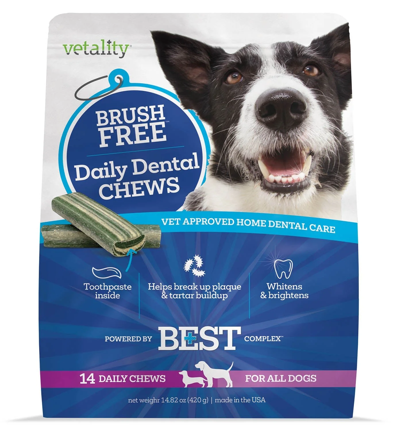 Brush Free Daily Dental Chews for Dogs, 14 ct - Pet's Shop