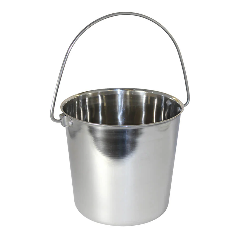 Stainless Steel Pail, Round with Rivets - Pet's Shop