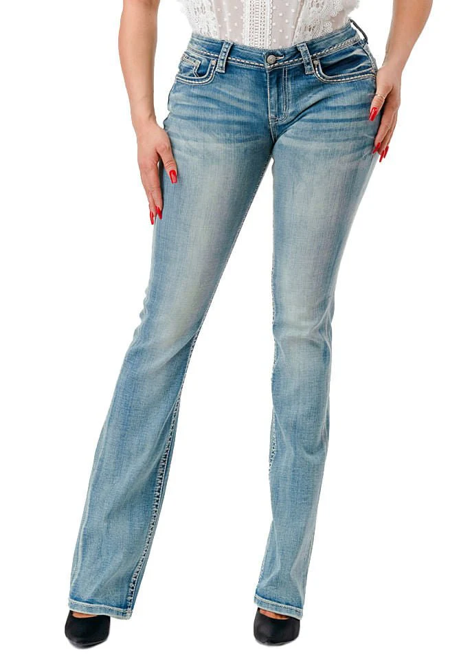Grace in LA 3D Steer Head Mid Rise Bootcut Jeans - Pet's Shop