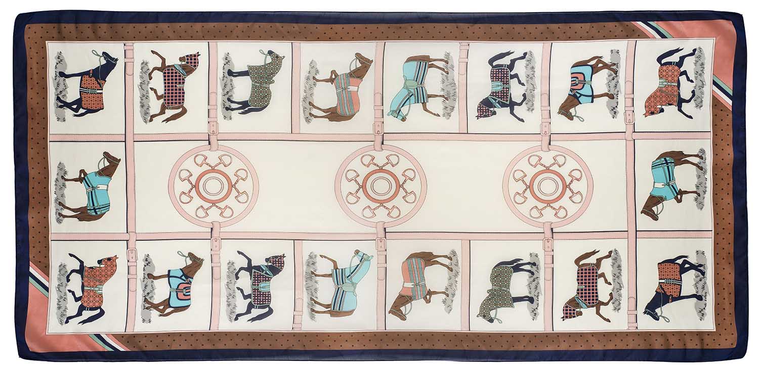 Horses in Blankets Silky Scarf, 35