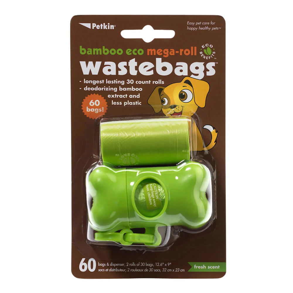 Bamboo Eco Mega-Roll Waste Bags - 60 ct with Dispenser - Pet's Shop