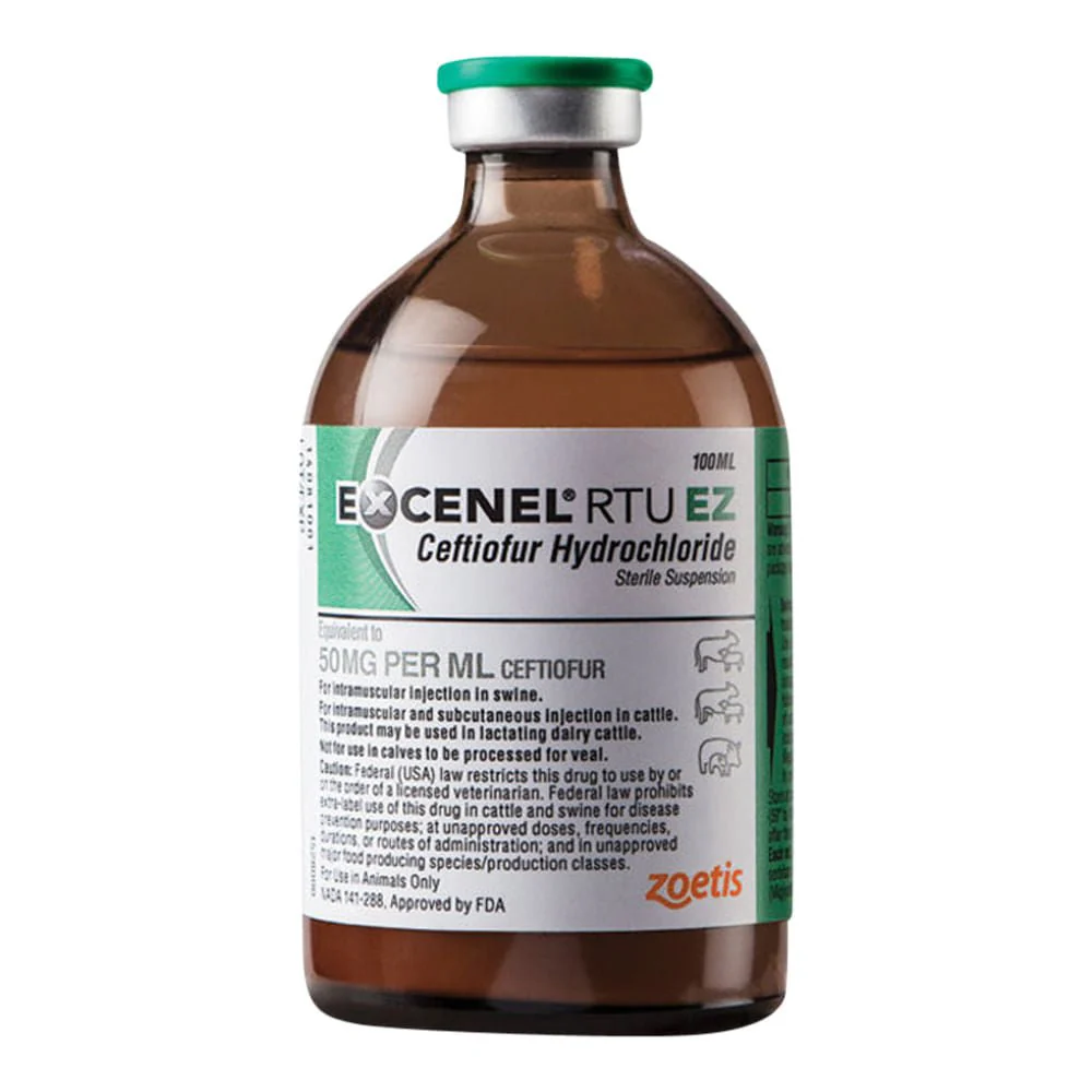 Rx Excenel (ceftiofur hydrochloride) RTU EZ Sterile Suspension for Swine & Cattle, 100 mL vial - Pet's Shop
