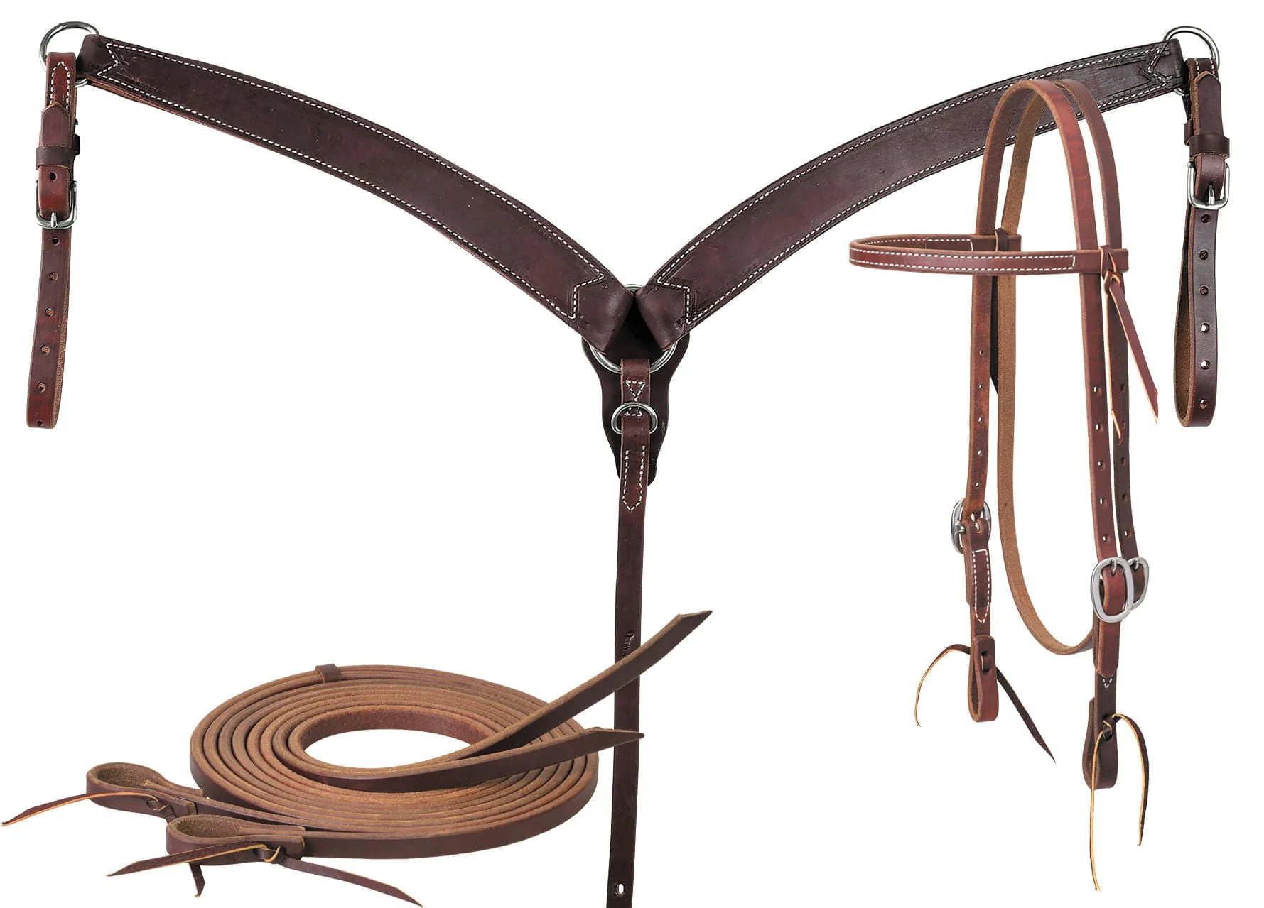 Oiled Harness Tack Set with Browband Headstall, Stainless Kit - Pet's Shop