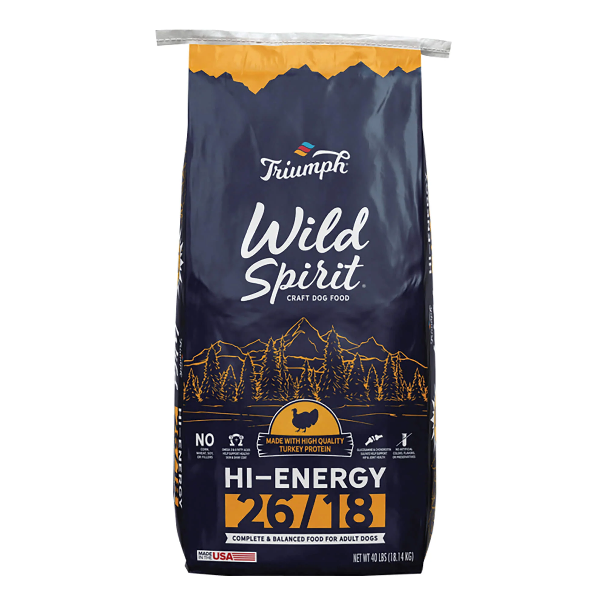 Triumph Dog Food Wild Spirit Hi-Energy 26/18, 40 lb - Pet's Shop