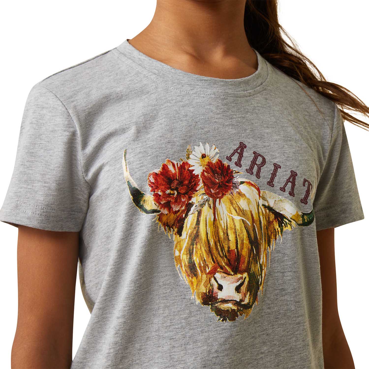 Ariat Girl's Highlander Rose T-Shirt, Heather Gray - Pet's Shop