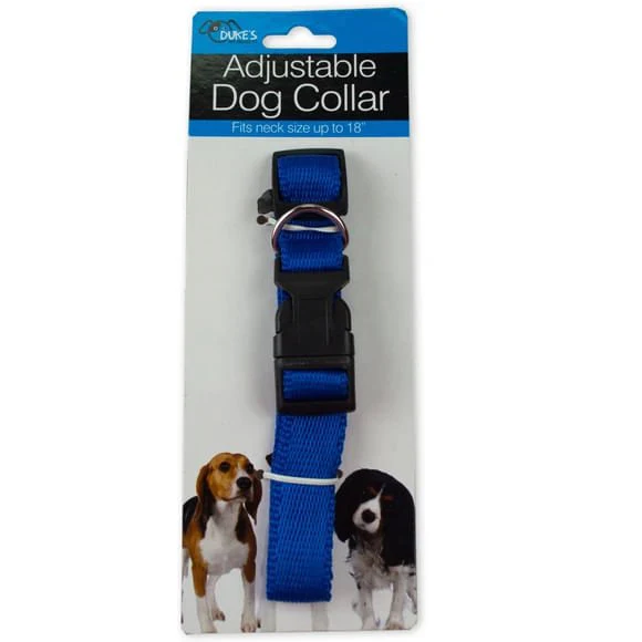 Adjustable Nylon Dog Collar, Assorted Colors, 15