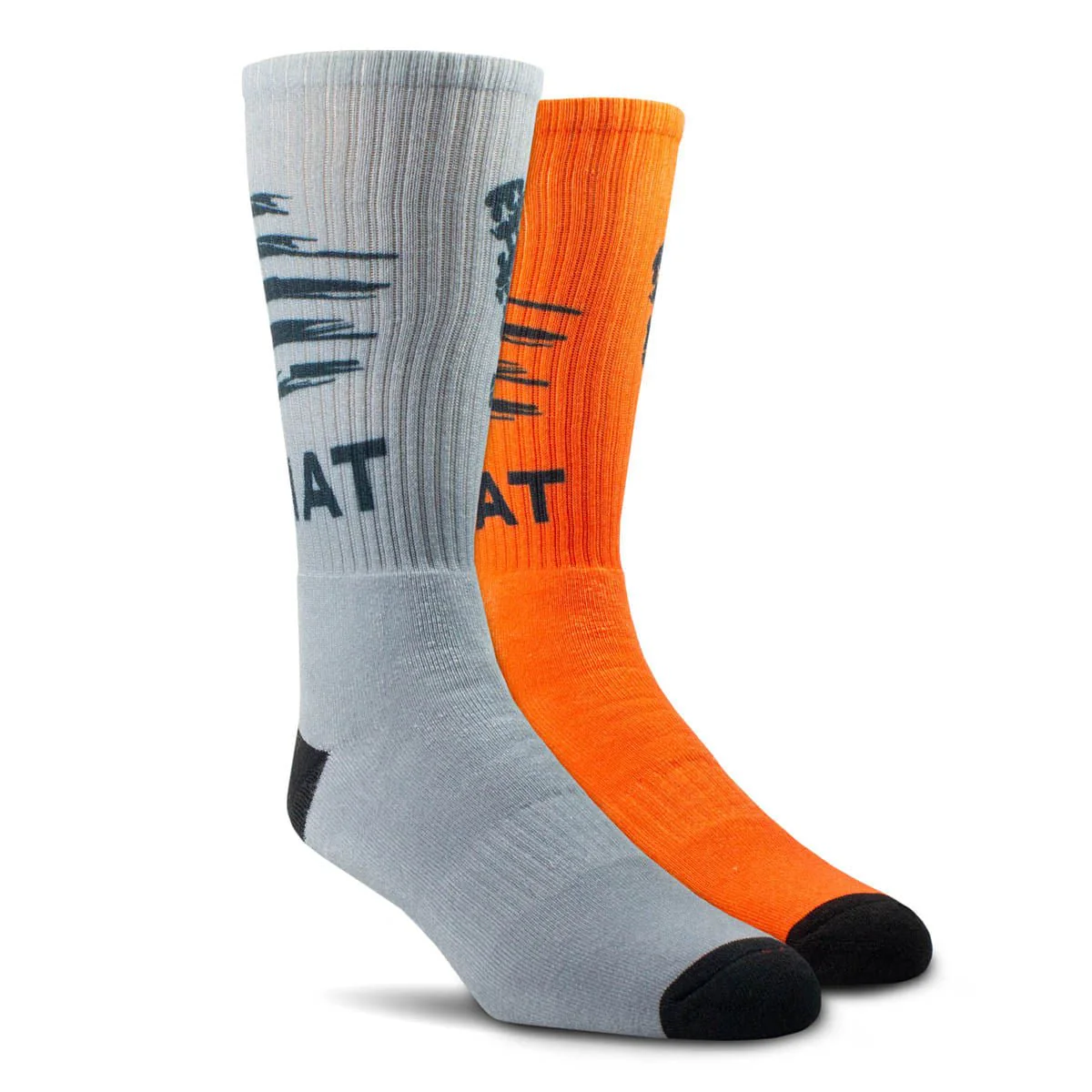 Ariat Patriot Graphic Crew Socks, 2-Pair Pack, Gray/Orange - Pet's Shop