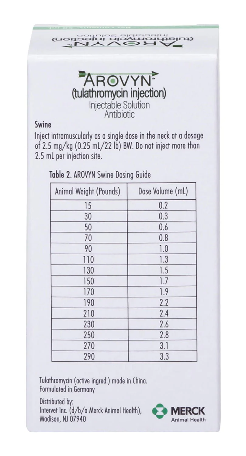 Rx Arovyn (tulathromycin) Injectable Solution for Swine & Cattle - Pet's Shop