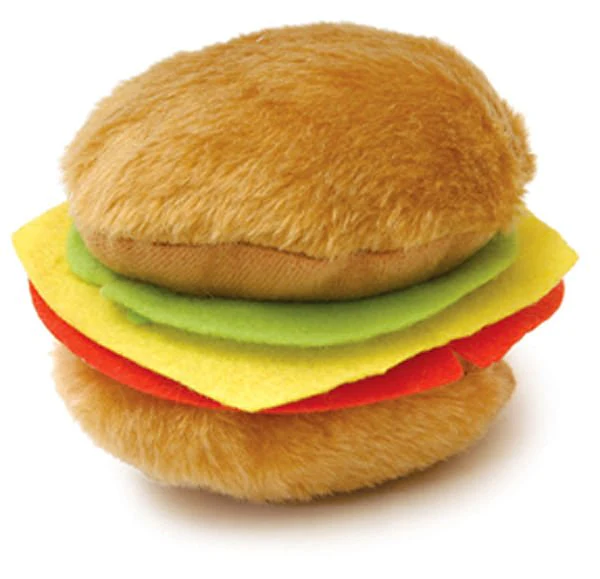 American Grill Time Plush Squeaker Dog Toys - Hamburger or Hot Dog - Pet's Shop