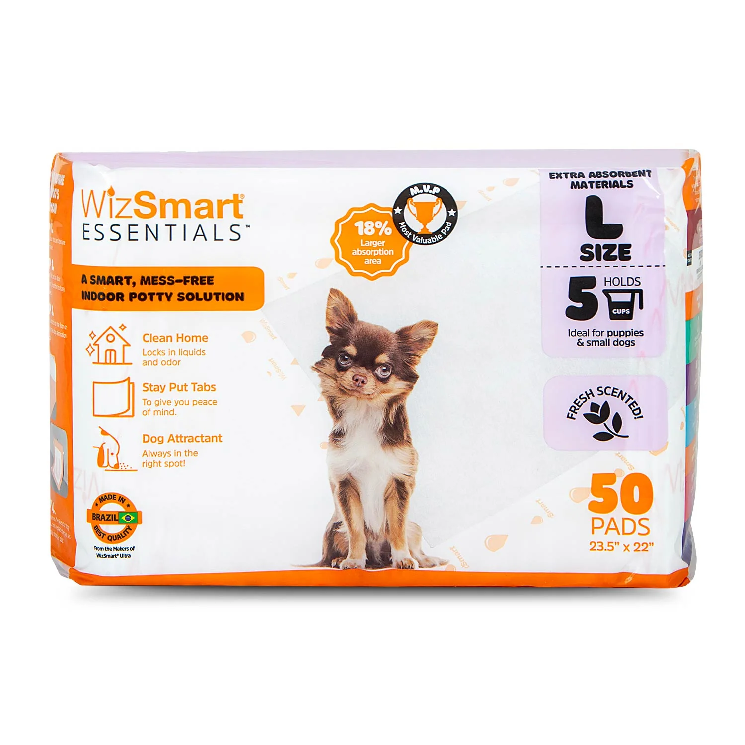 WizSmart Essentials Pads, Large, 50 ct, Fresh Scented - Pet's Shop