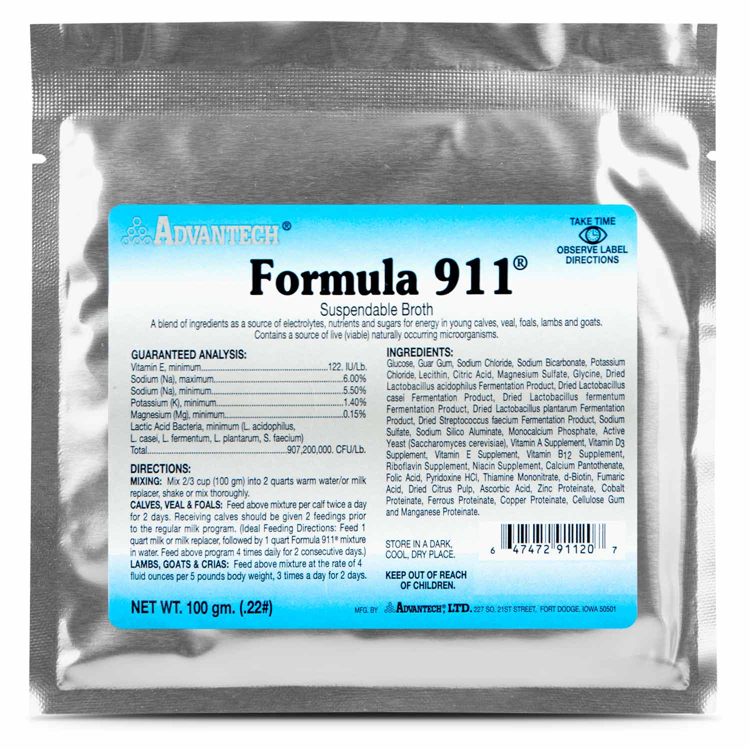 Formula 911  Suspendable Broth (100 gram pk) Oral Rehydration Powder for Livestock - Pet's Shop
