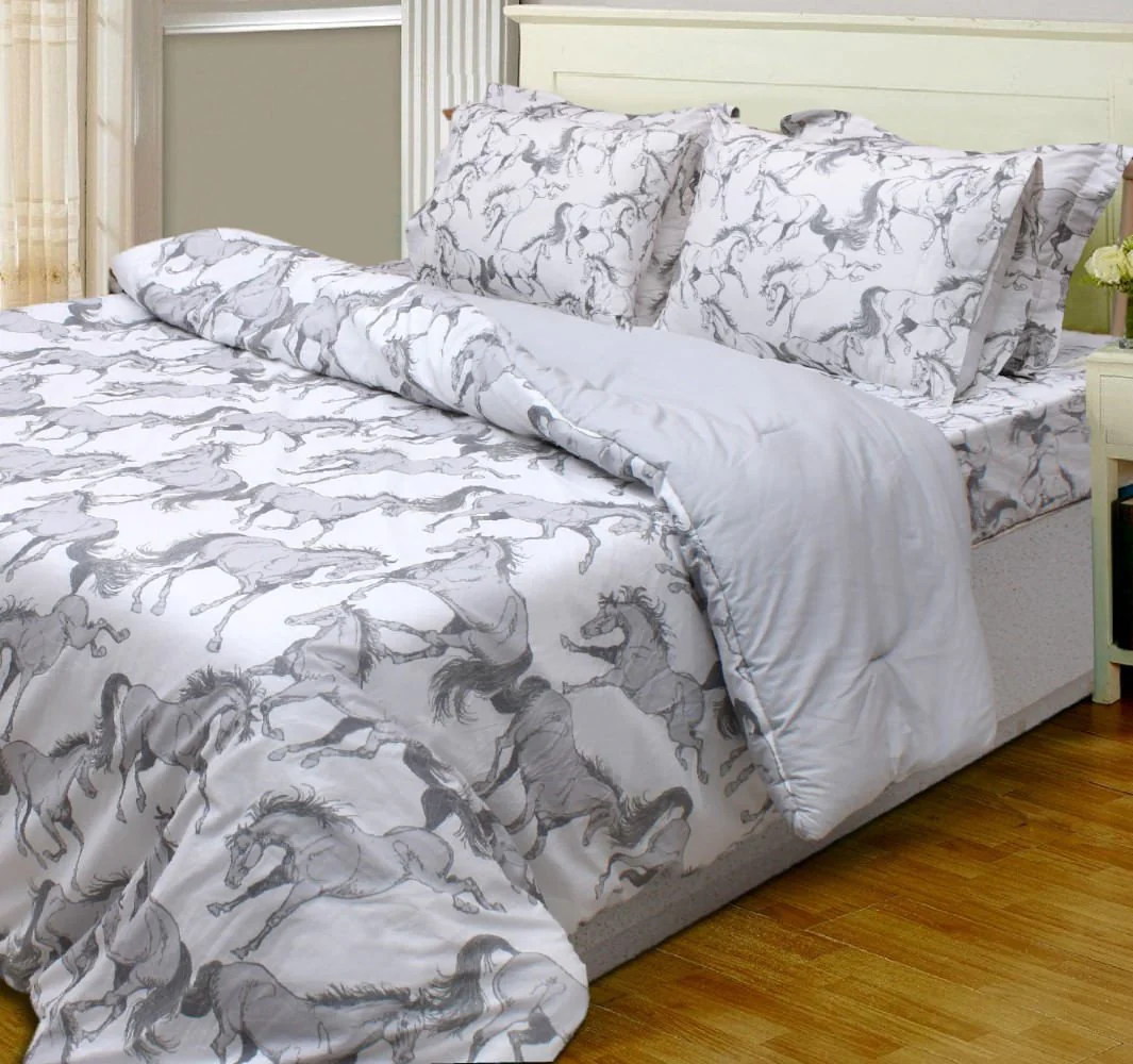 Lila Elegant Horse 3 Piece Comforter Set - Pet's Shop