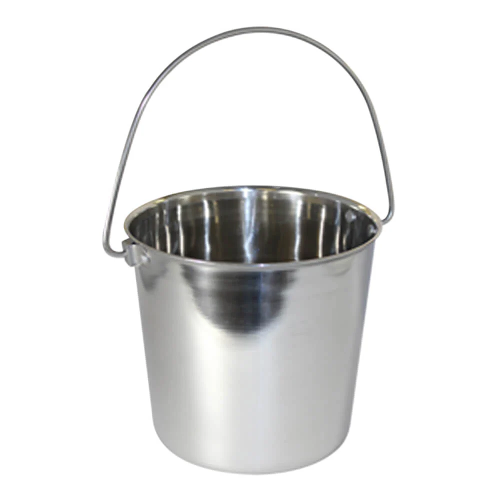 Stainless Steel Pail, Round with Rivets - Pet's Shop