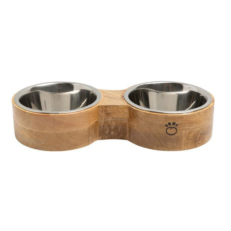 GF Pet Double Diner Wood & Metal Feeder - Pet's Shop
