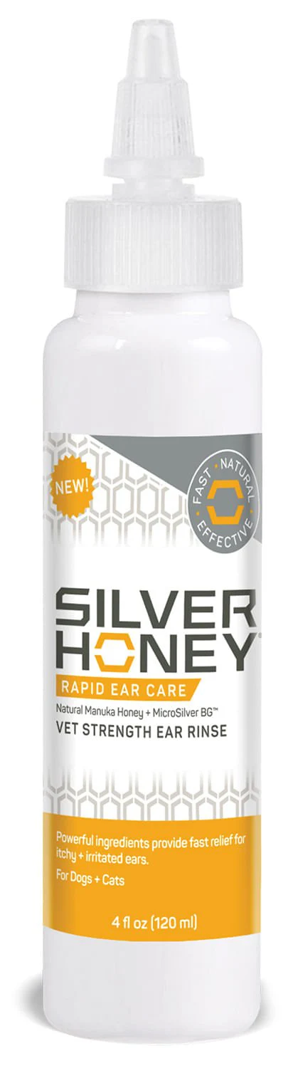 Silver Honey Rapid Ear Care Vet Strength Ear Rinse, 4 fl oz Bottle - Pet's Shop