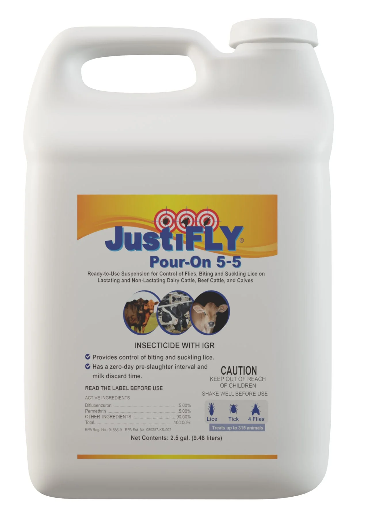 JustiFly Pour-On 5/5, 2.5 gallon - Pet's Shop