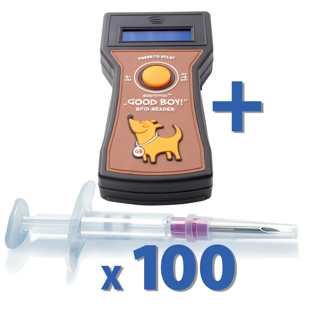 Good Boy Microchip Scanner Kit with 100 Adeqid Microchips - Pet's Shop
