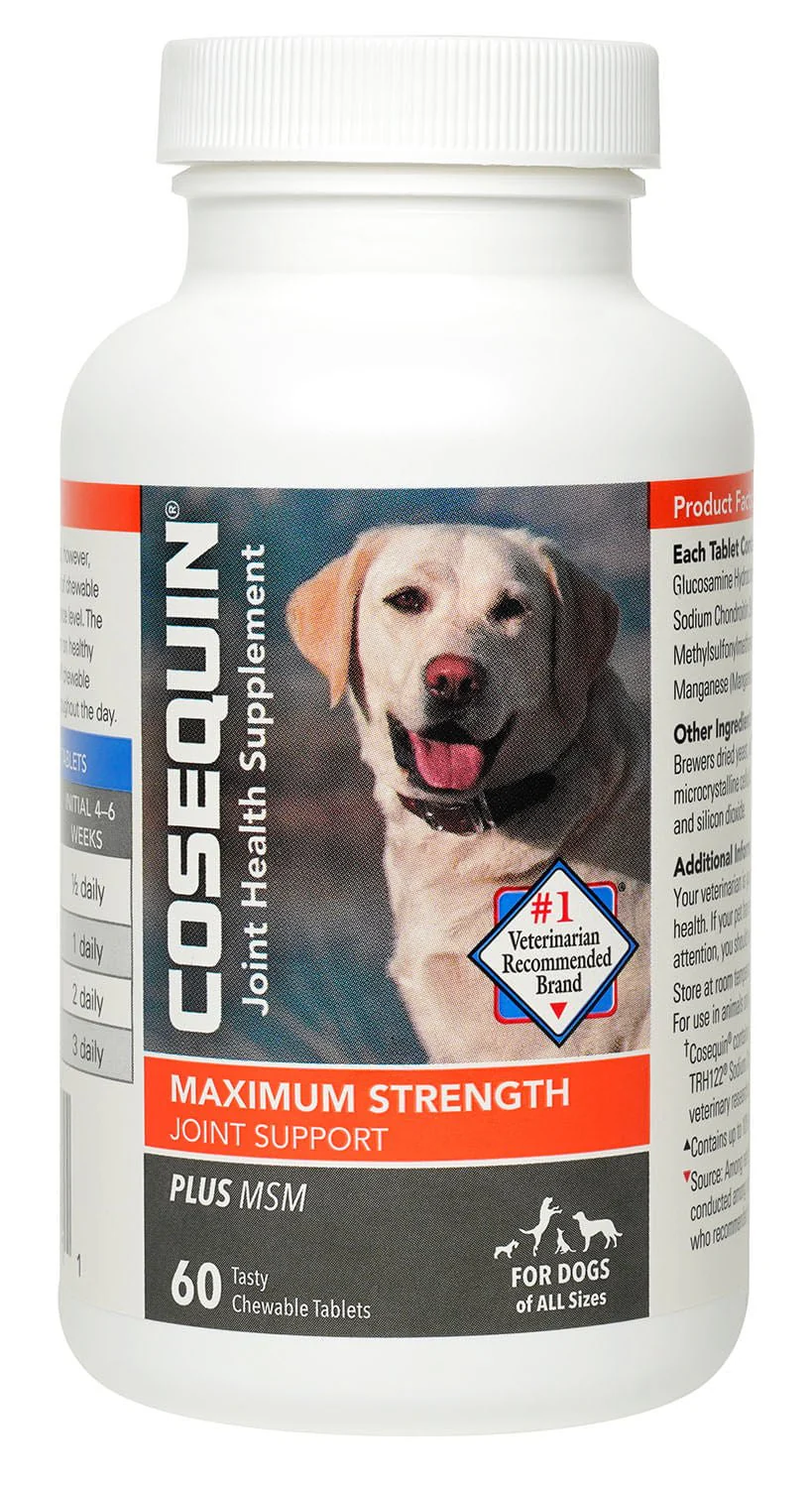 Nutramax Cosequin Maximum Strength Joint Health Plus MSM Supplement for Dogs, Chewable Tablets - Pet's Shop