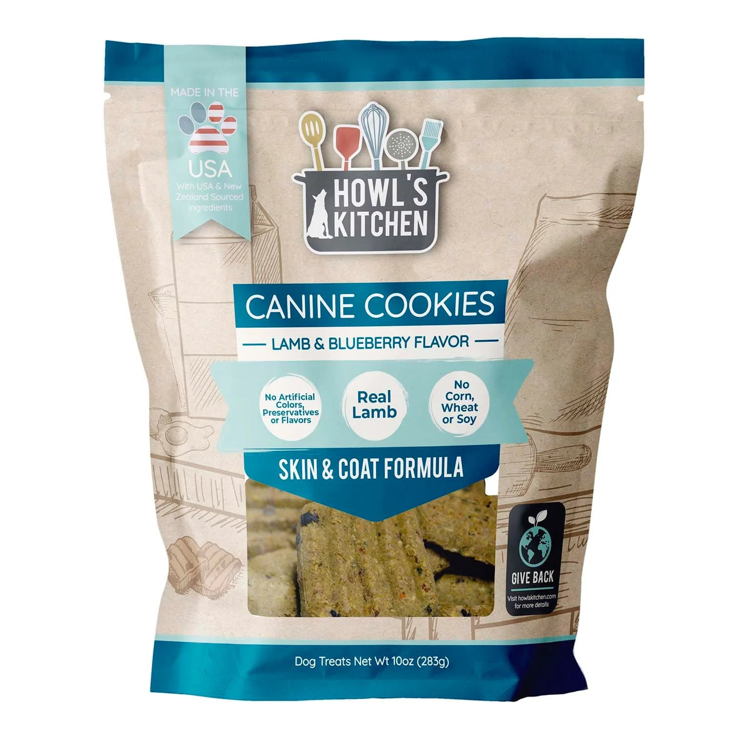 Howl's Kitchen Lamb & Blueberry Cookies, 10 oz - Pet's Shop