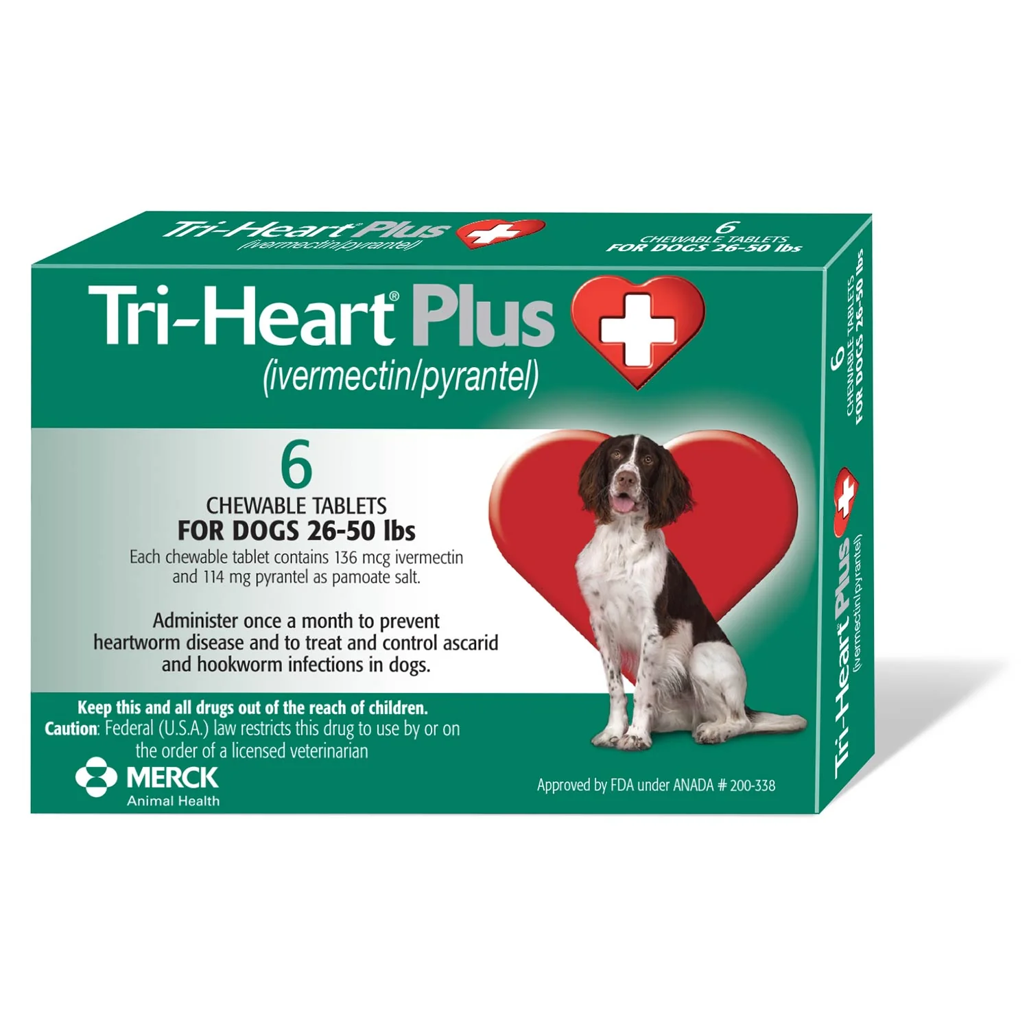 Rx Tri-Heart Plus Chewable Tablets for Dogs, 6 count - Pet's Shop