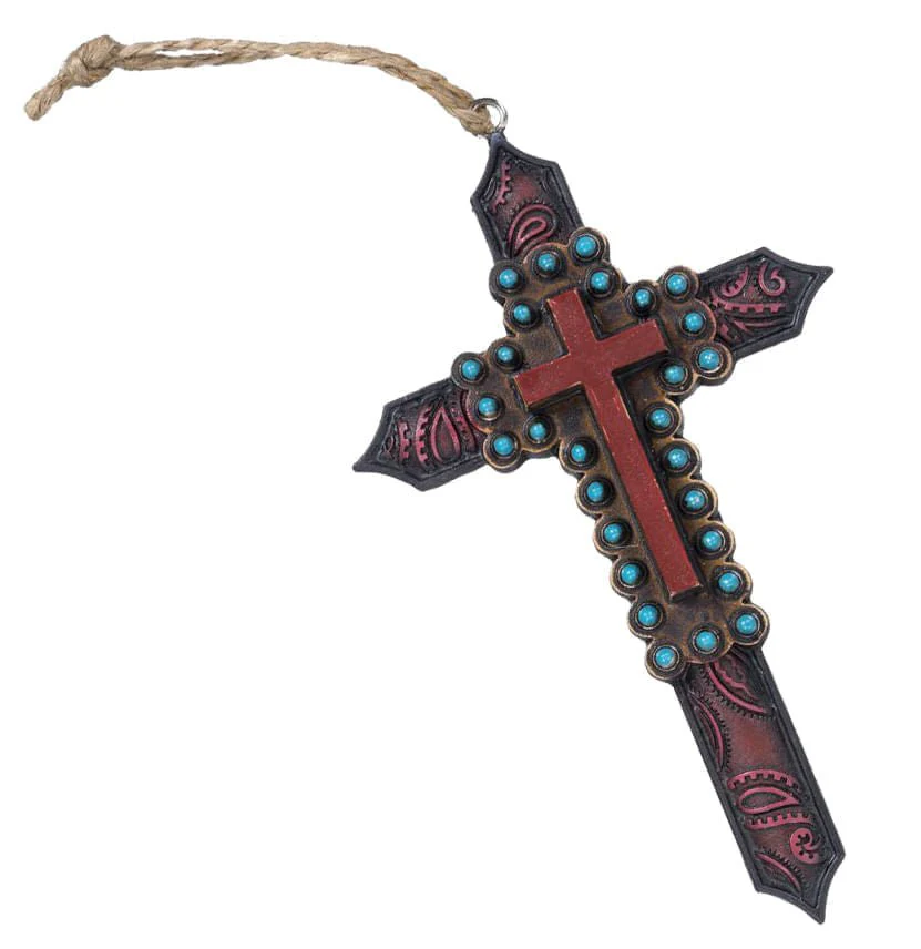 Red Paisley Cross Ornament - Pet's Shop