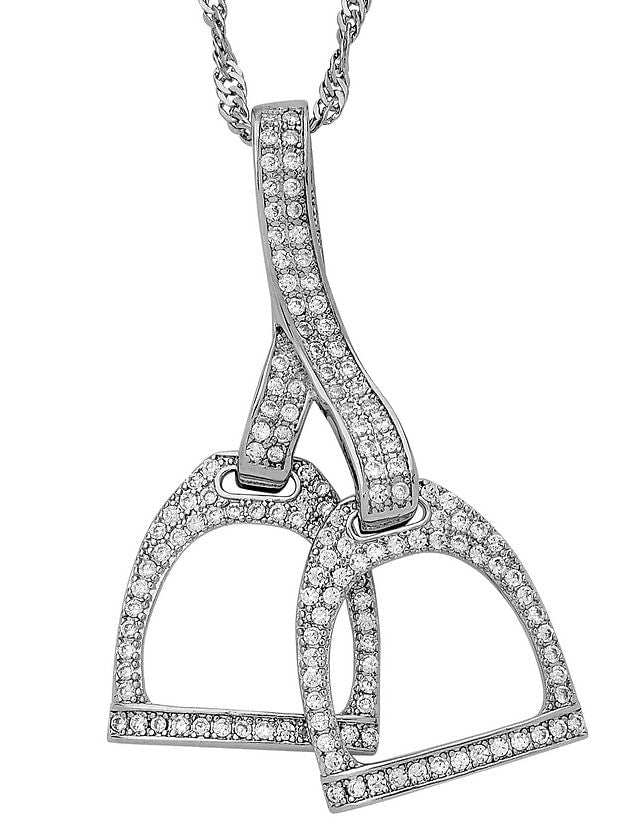 Rhodium Horse Double Stirrup Necklace - Pet's Shop