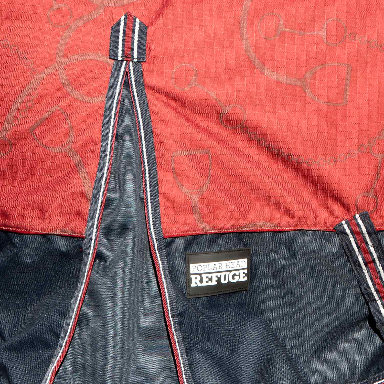 Poplar Head Uniquely English 1200 Denier Turnout Blanket with High Neck, 240 Gram, Merlot Snaffles & Irons - Pet's Shop