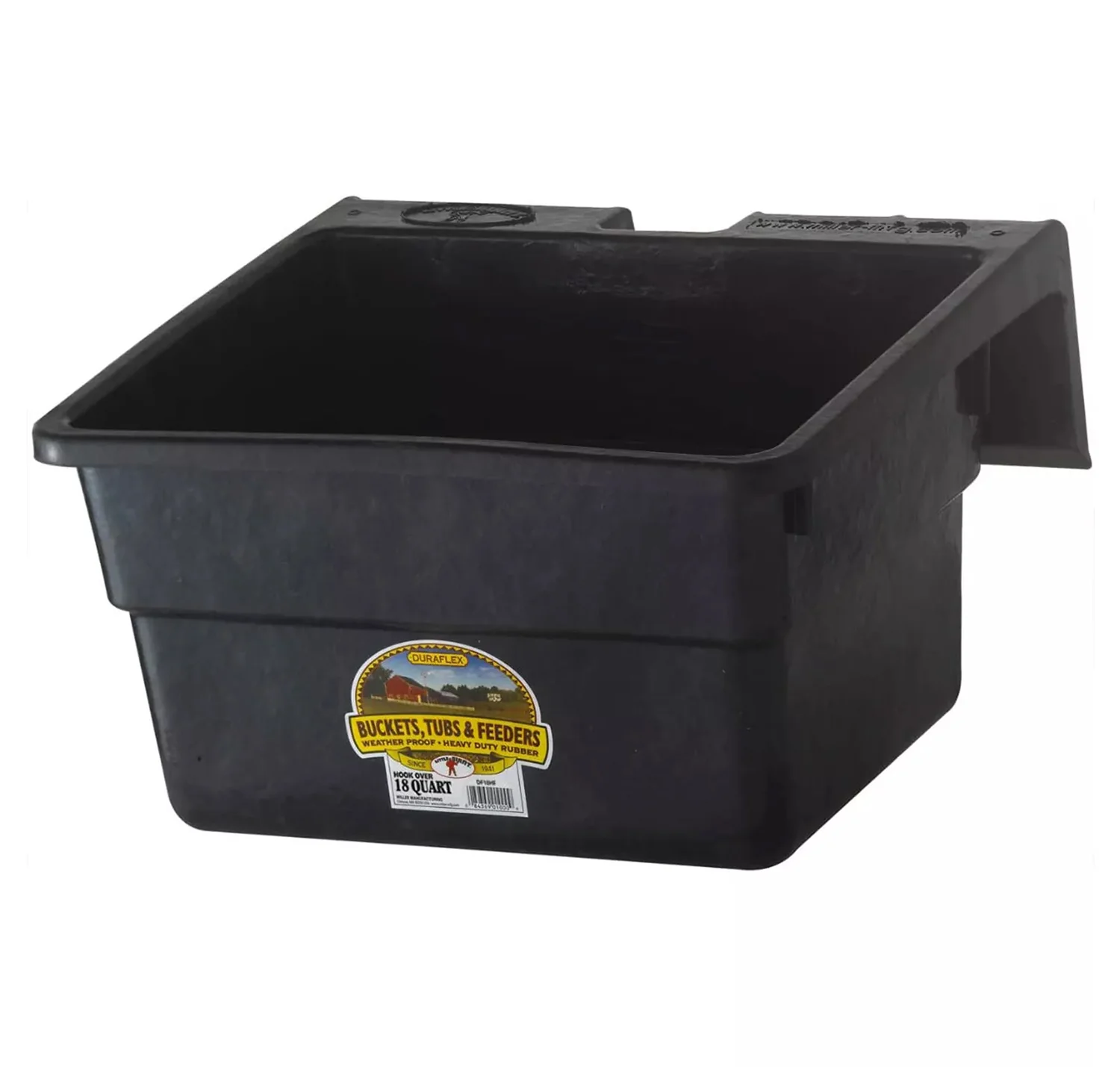 Rubber Hook-Over Feeder, 18 qt, Black - Pet's Shop