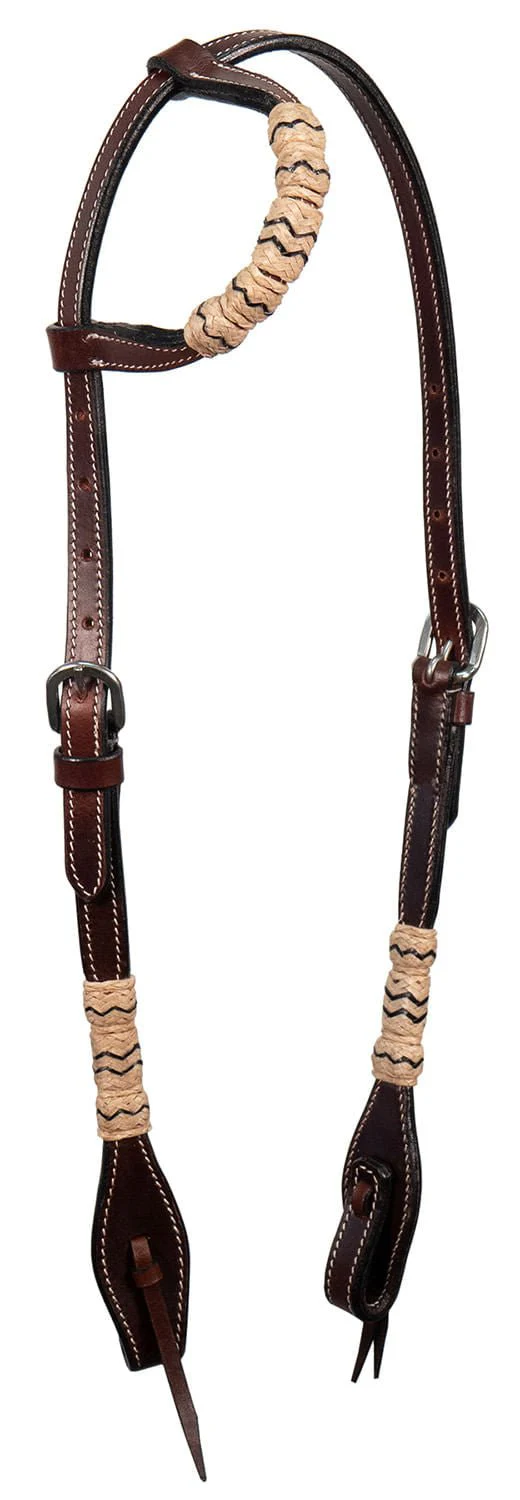Buffalo Leather Braided Rawhide One Ear Headstall, Full - Pet's Shop