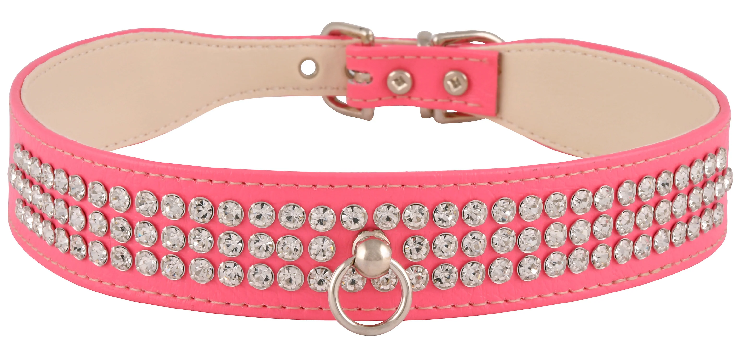 Faux Leather Dog Collar with Rhinestones - Pet's Shop