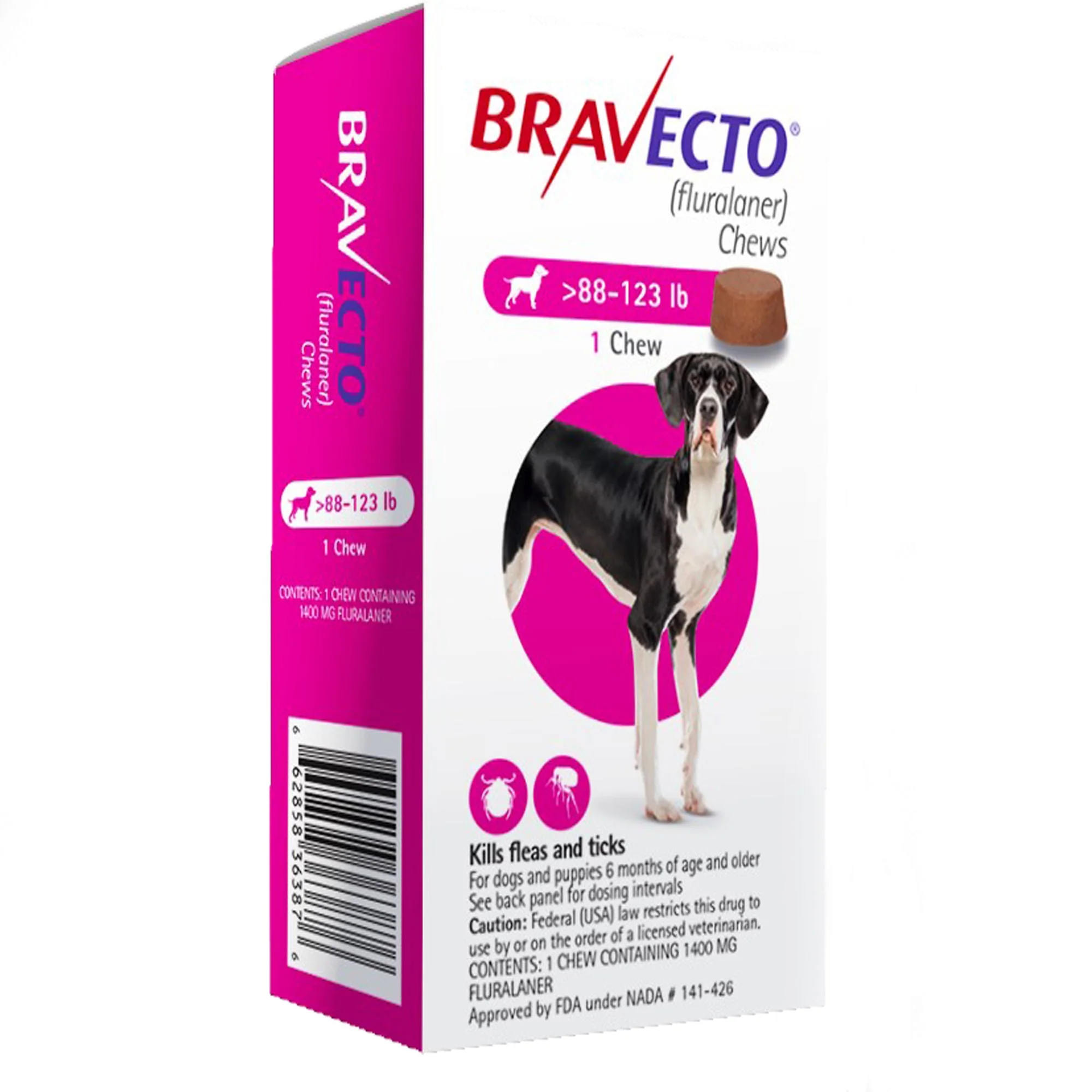 Bravecto Chews for Dogs (Fluralaner), 1 Chew - Pet's Shop