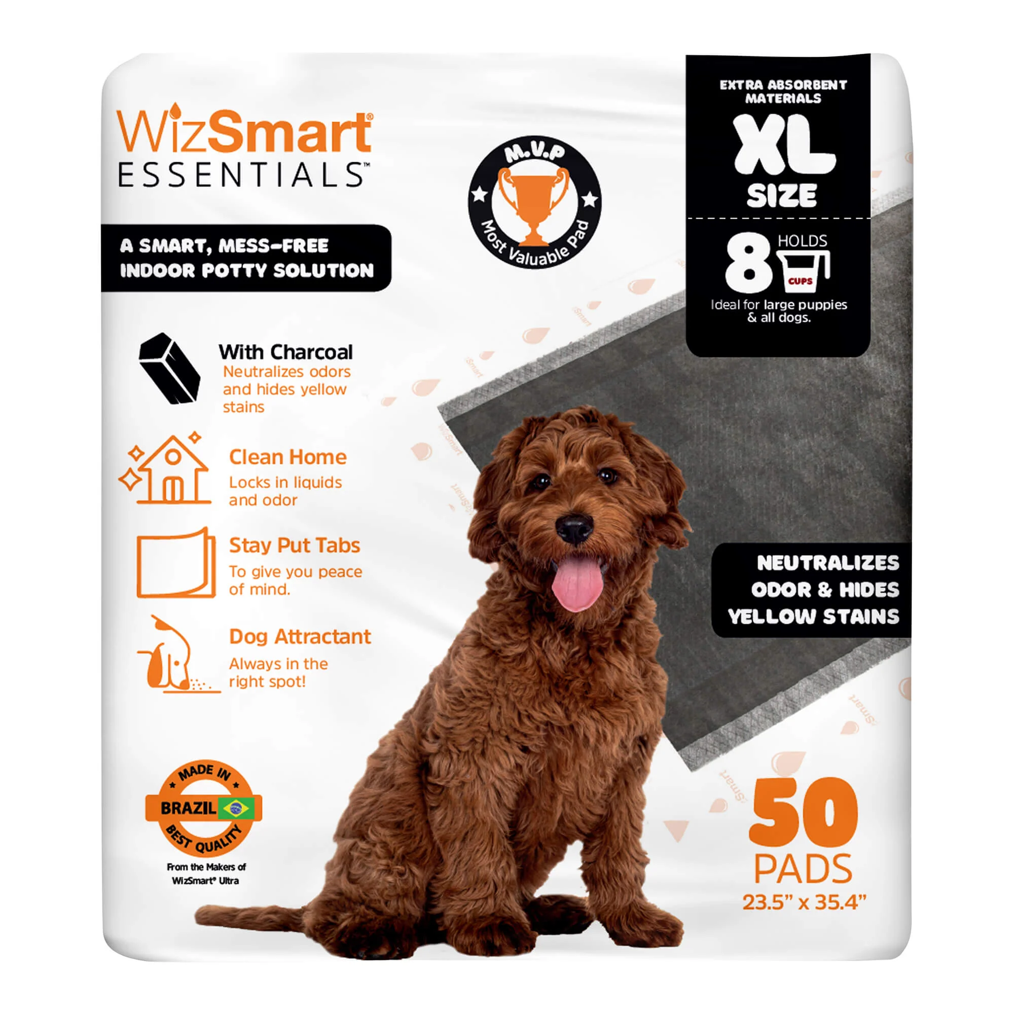 WizSmart Essentials Pads with Charcoal, XL, 50 ct - Pet's Shop