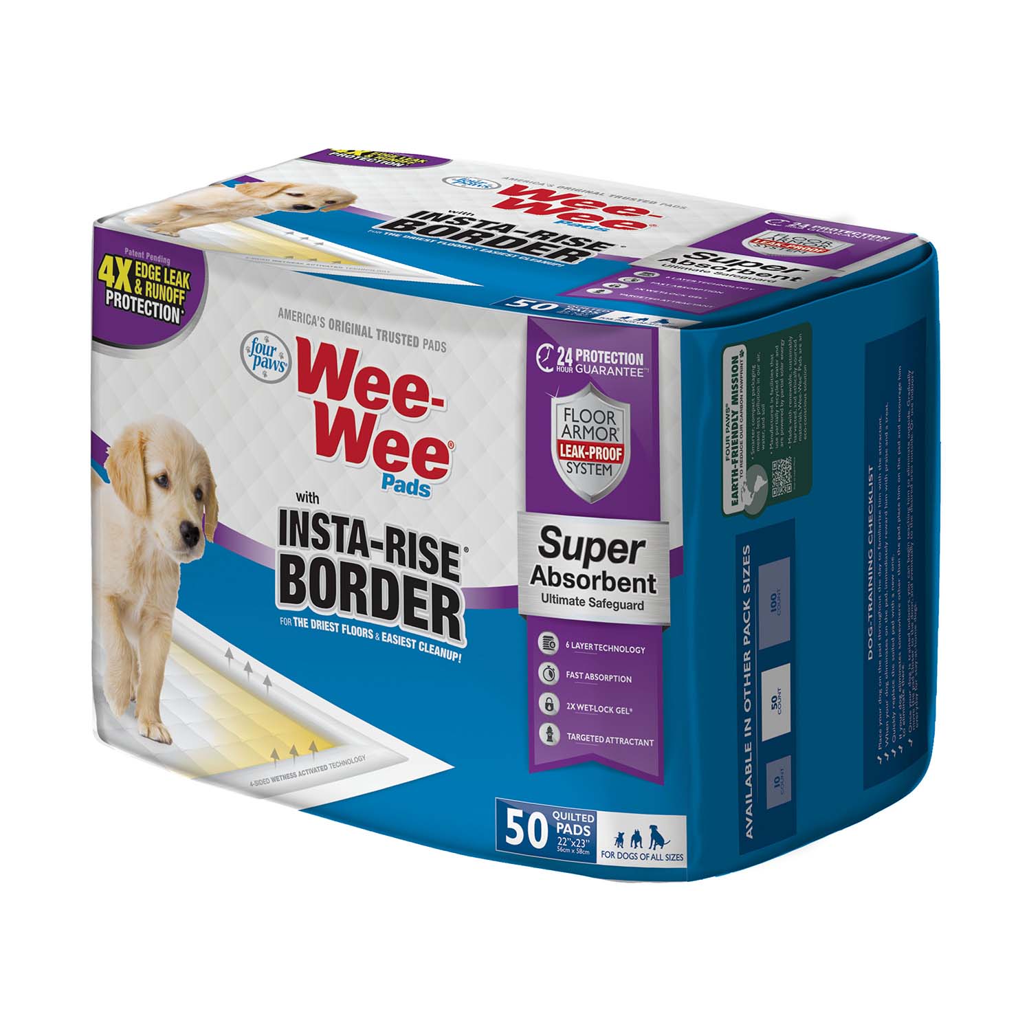Wee-Wee Super Absorbent Dog Pee Pads with Insta-Rise Border - Pet's Shop