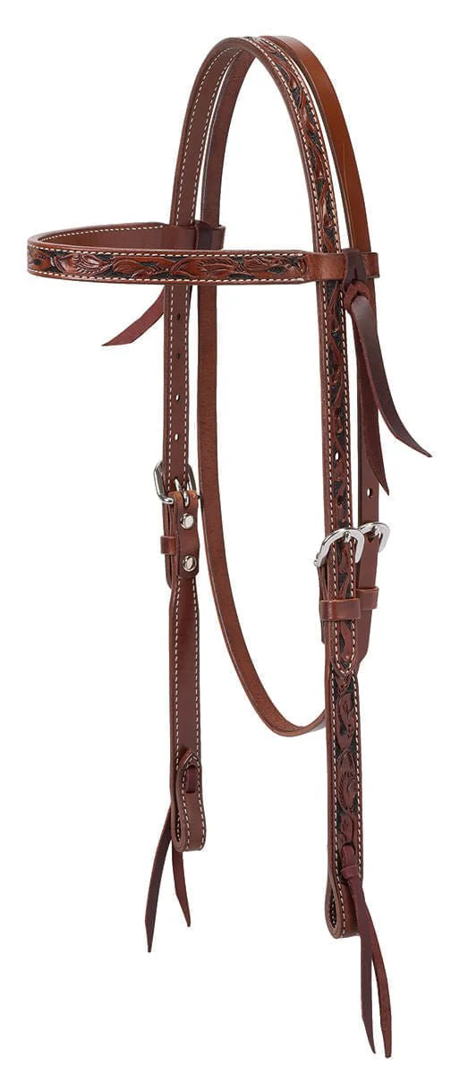 Weaver Turquoise Cross Floral Carved Browband Headstall - Pet's Shop