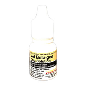 Rx Vet Beta-gen (gentamicin sulfate/bet) Otic Solution for Dogs & Cats, 7.5mL Bottle - Pet's Shop