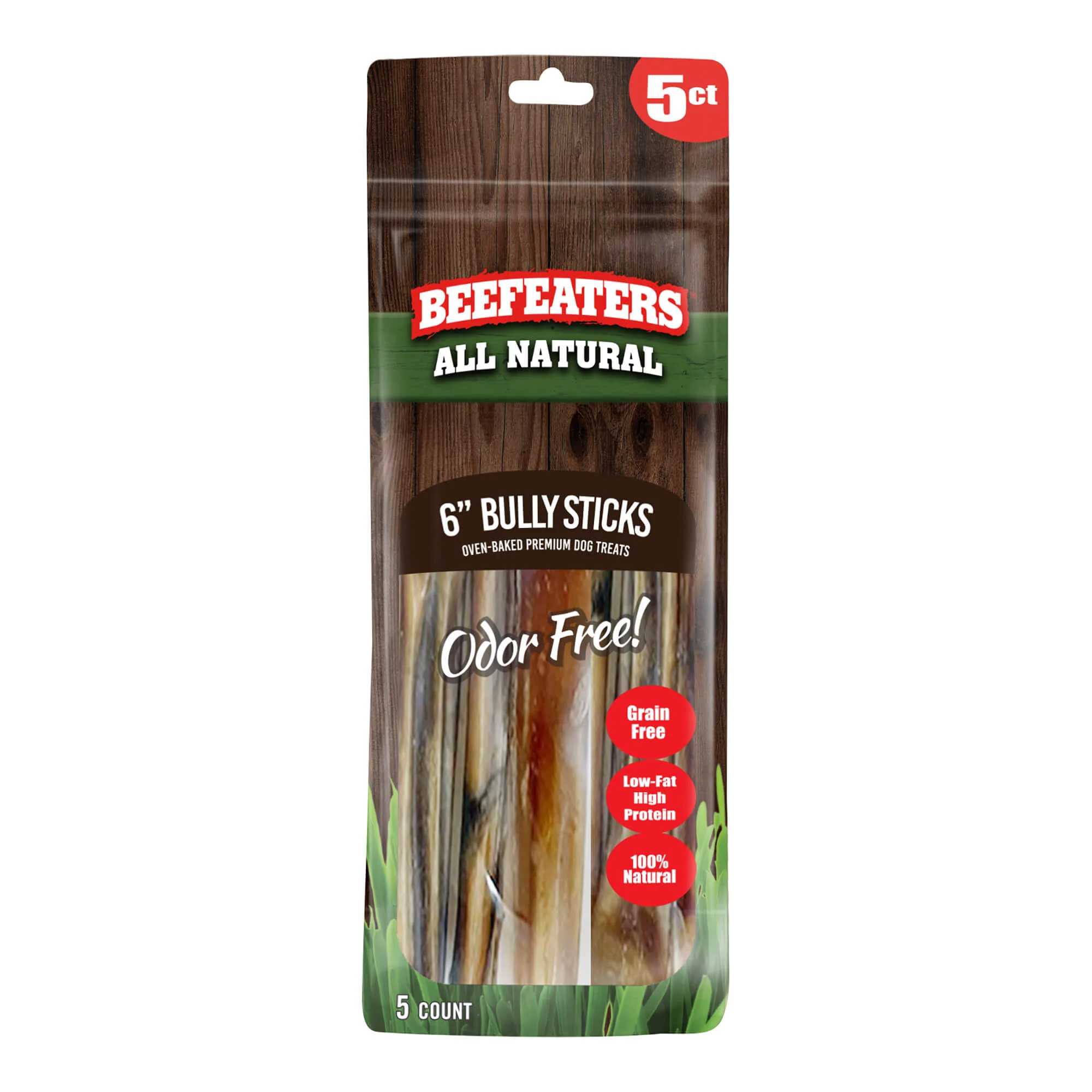 Beefeaters Bully Sticks, 6 in, 5 count bag - Pet's Shop